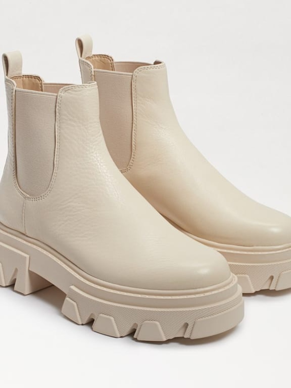 Sam Edelman Daelyn Chunky Sole Short Boots Modern Ivory Leather Women’s Size 6.5